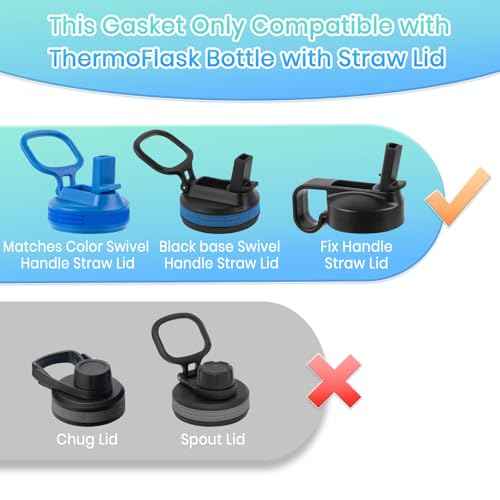 BOSORIO Replacement Straws and Gasket Compatible with ThermoFlask 16oz 24oz 32oz 40oz Water Bottle with Straw Lid, Replacement O Ring Rubber Seals Part£¨Not for Spout Lid and Chug Lid£©