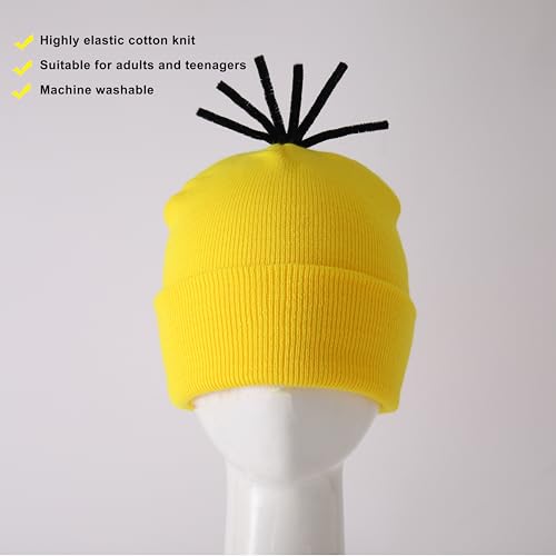 Halloween Costume Accessories Adult,Goggles Glasses/Yellow Beanie/Gloves/Banana Earrings Women Men Cosplay Party Outfits Set