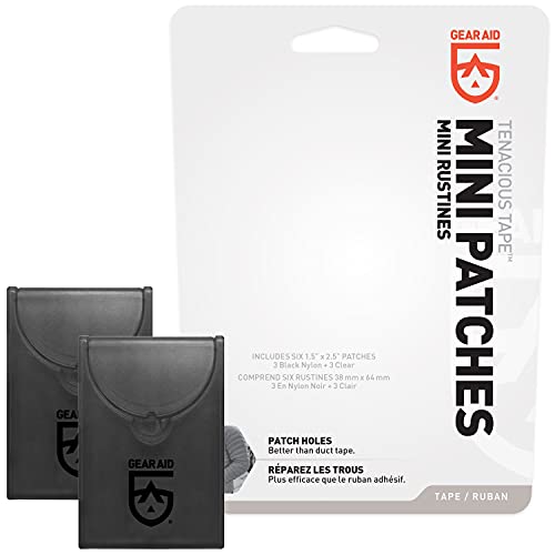 GEAR AID Tenacious Tape Mini Patches with Peel-and-Stick Adhesive Repairs Holes and Tears in Winter Gear, Down Puffer Jackets, Sleeping Bags, Tents and Rain Gear