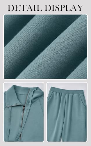 Women’s Long Sleeve Half Zip Sweatsuit Set - Medium Blue