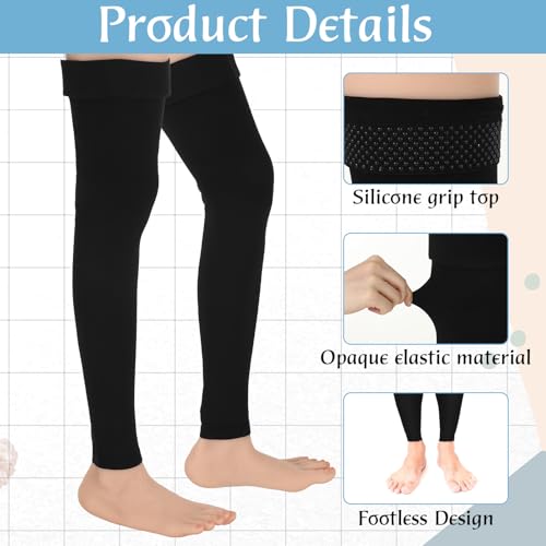 Thigh High Compression Stockings 20-30 Mmhg Compression Leg Sleeves with Silicone Anti-slip Strap Footless Compression Socks for Sport Running Edema, Black, XL