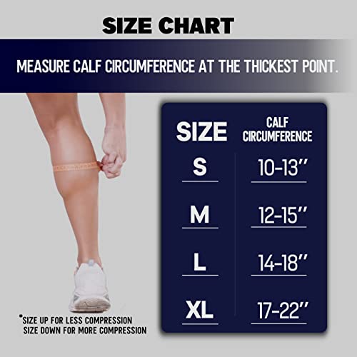 Calf Compression Sleeve for Men & Women - Footless Leg Support for Running & Recovery, Large, Gray/Black