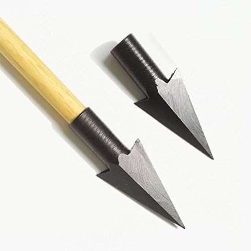 AMEYXGS 6/12pcs 8mm Diameter Metal Traditional Broadheads Archery Glue on Arrowheads for Wooden Bamboo Arrows