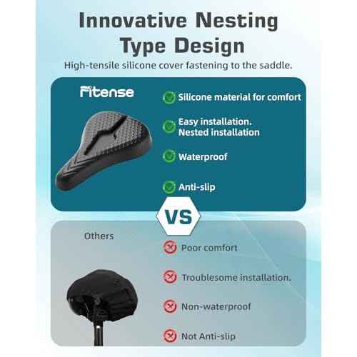 Bike Seat Cushion High-Resilient, Gel Padded Bike Seat Cover for Men & Women, Breathable & Hollow Design Comfort Bike Saddle for Cycling, Mountain Bikes,Road Bikes, Exercise Bikes