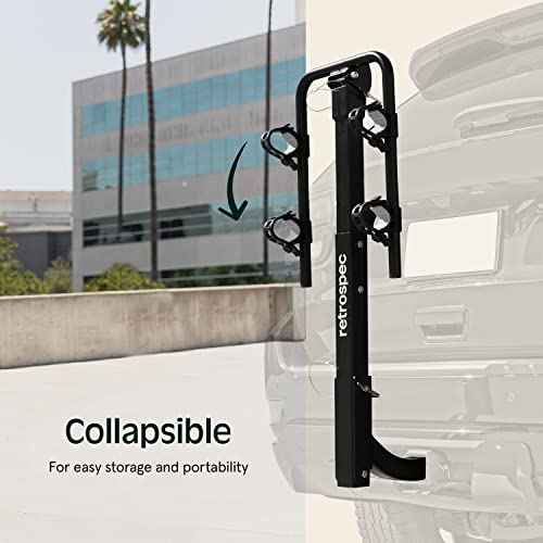 Retrospec Lenox 2-5 - Bike Hitch Rack for Cars, Trucks, SUVs with 2¡± Hitch | Foldable Steel Frame with Anti-Rattle Adapter, Tie Down Cradles and Straps - Fits Most Frames