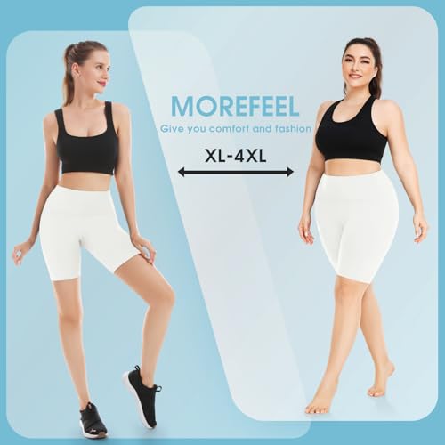 Plus Size Biker Shorts with Pockets for Women High Waisted Tummy Control Black Yoga Pants XL-4XL