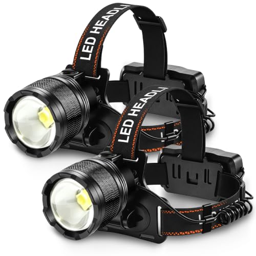 2-Pack Super Bright Rechargeable LED Headlamps for Adults, Outdoor & Work