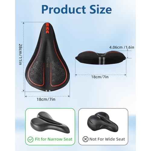 Bike Seat Cushion, Gel Padded Bike Seat Cover for Men Women, Extra Soft Exercise Bicycle Cushion Fit for Peloton, Spin Stationary Exercise, Cycling Bike with Adjustable Vel-co Secure