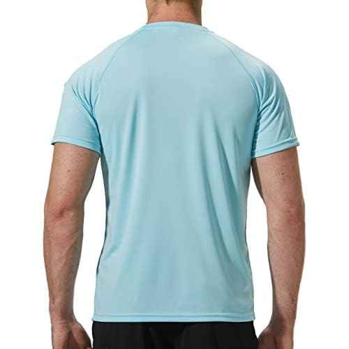 Men's Rash Guard Swim Shirts Short Sleeve UV Sun Protection Quick Dry UPF 50+ SPF Fishing Beach Water Shirt