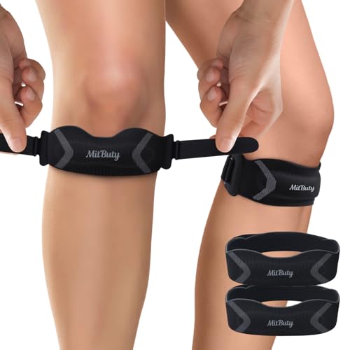 Patellar Tendon Support Strap with Silicone Pad (2 Pack) Adjustable Patella Knee Brace for Men, Women & Youth, Knee Protector Band & Relief Strap for Running, Sports & Daily Activities