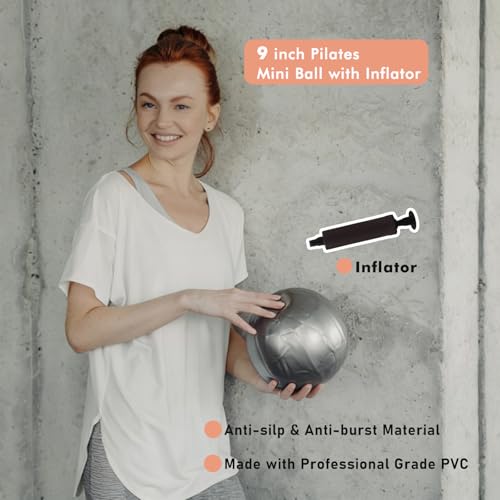 Gray Pilates Ring Kit with Adjustable Ankle & Wrist Weights, Resistance Bands, Ball for Home Workout
