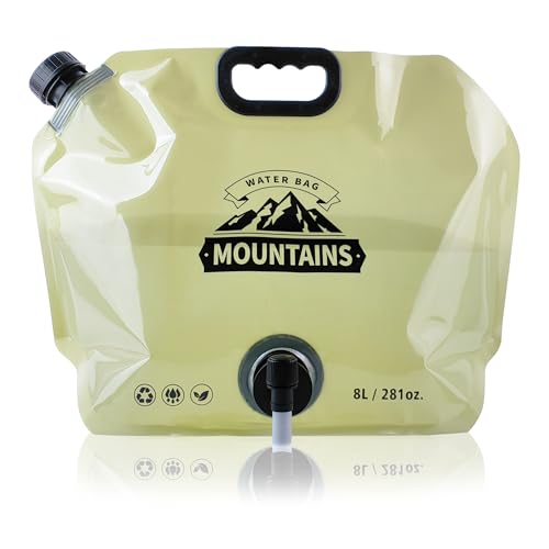 Camping Water Jug 2.1 Gallon Collapsible Water Container Portable Water Bag for Travel Outdoor Hiking BPA Free Lightweight (Beige (2.1Gal), 1)