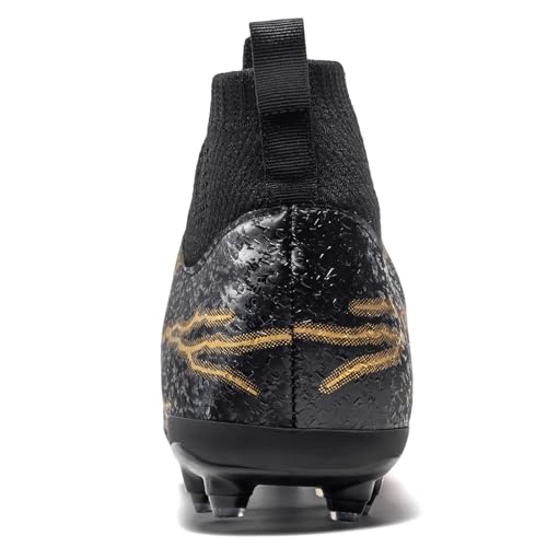 Kids Soccer Cleats Boys Girls Turf Training Football Shoes - 3 Big Kid Black