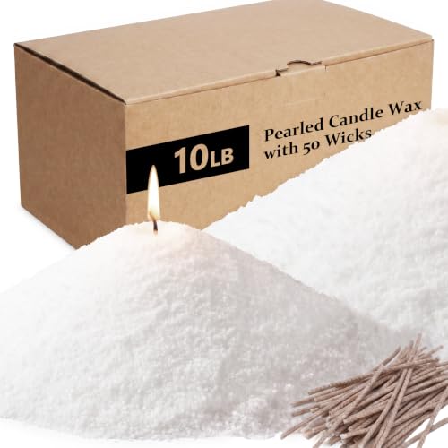 10 lbs White Natural Pearl Candle Sand Kit with 50 Cotton Wicks - DIY Candle Making