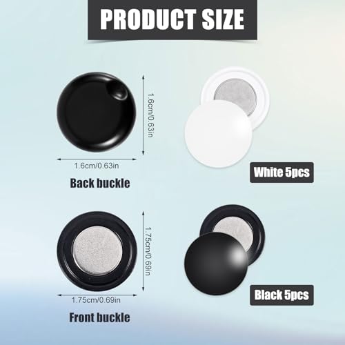 Magnetic Race Bib Clips 10 Pairs Black + White - Sports Running Cycling