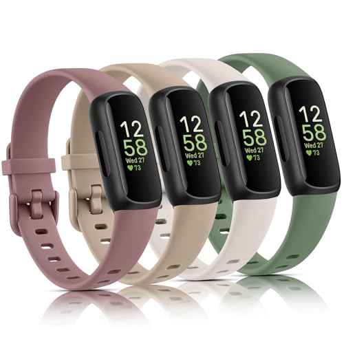 Vancle 4 Pack Bands Compatible with Fitbit Inspire 3 Bands for Women Men, Sport Silicone Adjustable Replacement Straps for Fitbit Inspire 3 Fitness Tracke
