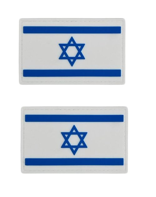 Uijokdef 2 PCS Israel Flag Patches Hook Fastener PVC Tactical Military National Israel Patch