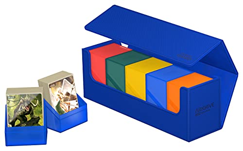 Deck Case for 400 Double-Sleeved TCG Cards - Blue, Magnetic Closure, Microfiber Lining - 400+ Variation