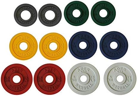 Precision Color Olympic Weight Plates - Ader 1 KG Metal Plates for Strength Training