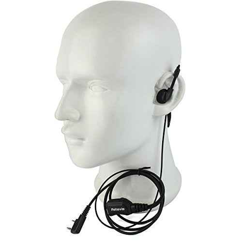 Retevis Walkie Talkie Earpiece with Mic,Volume Adjust,G Shape, for RT22 RT68 RT21 H-777 H-777S RT86,Compatible with Baofeng UV-5R 888S pxton Kenwood Two Way Radios,2 Way Radio Earpiece 2 Pin(10 Pack)