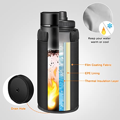 Black Bike Cup Holder with Phone Pocket - Universal Water Bottle Mount