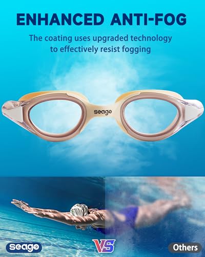 Seago Racing Swim Goggles Adult & Youth Anti-Fog UV Protection Red & White B