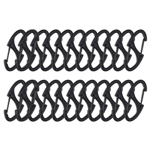 Black Double Sided Mini Carabiner Clips - 20 Pack Lightweight Aluminum Keychain Hooks