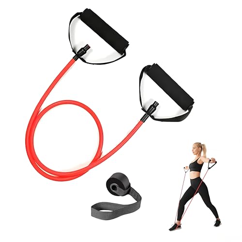 Resistance Bands with Handles - Red 20lb Exercise Bands for Home Workouts