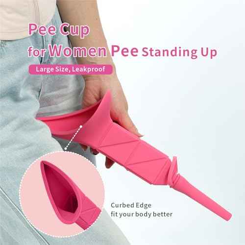 Female Urination Device, Foldable Female Urinal, Reusable Women Pee Funnel Allows Women to Pee Standing Up,Silicone Portable Pee Cup with Tube Case for Camping,Outdoor,Travel,Hiking