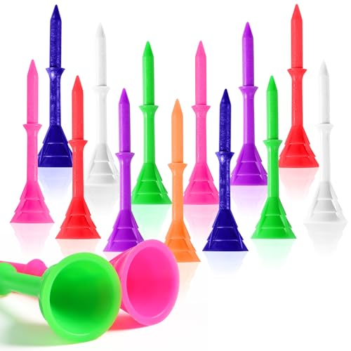 Unbreakable Plastic Golf Tees 3 1/4 Inch, Bright Colors - 40 Pack