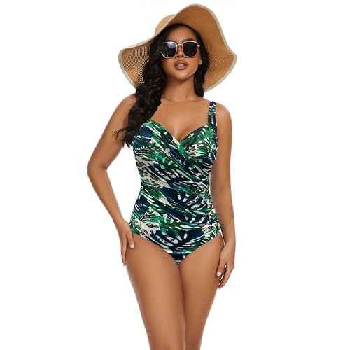 Aqua Regina Plus Size Swimsuit for Women One Piece Bathing Suit Ruched Tummy Control Adjustable Swimwear