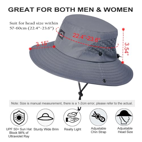 Fishing Hat, UPF50+ Wide Brim Sun Hat for Men Women, UV Protection Hiking Beach Bucket Hats Summer Safari Hat