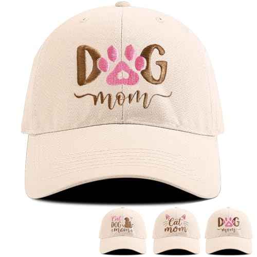 Embroidered Hat for Cat and Dog Mom Gifts for Women - Dog Gifts for Women, Adjustable Breathable Baseball Cap