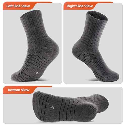 RUNCL Men's Hiking Socks, Merino Wool Cushion Socks, Moisture & Wicking Crew Socks for Outdoor Sports, Xmas Gifts (3 Pairs)