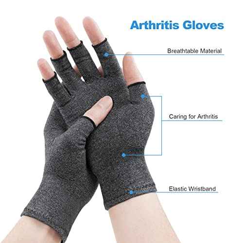 Arthritis Gloves - Fingerless Hand Warmers for Women & Men, Pain Relief Compression Gloves
