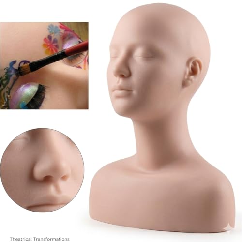 Esthetician Mannequin Head with Shoulders for Makeup Practice and Skincare