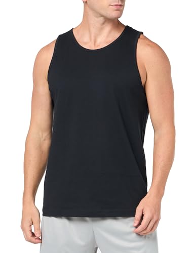 Men's Regular Fit Cotton Tank Top - Large Black Sleeveless Shirt