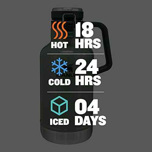 Stanley Classic Easy-Pour Growler 64 oz | Keeps Beer Cold or Coffee Hot | Leakproof Steel Lined Lid and Easy to Carry Handle | Insulated Stainless Steel | BPA-Free | Green