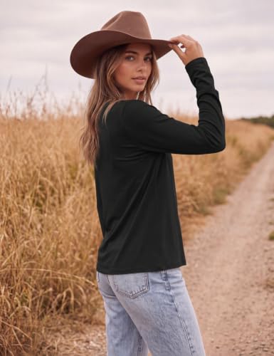 Ekouaer Women's Casual Long Sleeve Thermal Shirt - Large / Black