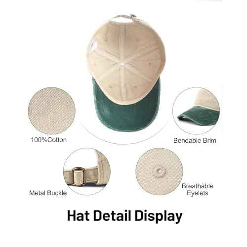 XXL Oversize Washed Denim Baseball Cap,Low Profile Jean Sports Cap for Big Heads 23.5"-25.5",Large Pigment Dyed Dad Hat