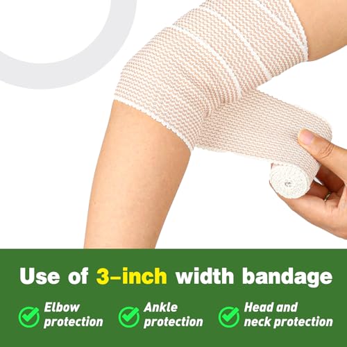 AZEN 24 Pack Elastic Compression Bandages 3 Inch for Legs & Body - C-24p(3in)