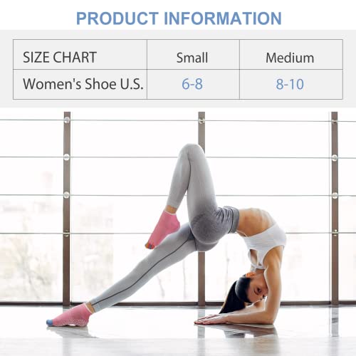 CaiDieNu Yoga Toe Socks for Women Non Slip Grip Socks 8-10 / Yoga 3 Pack