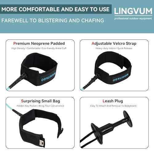 4 ft Bodyboard Leash ? 7mm Thick Coils Wrist Bodyboard Leash with Plug for Bodyboarding