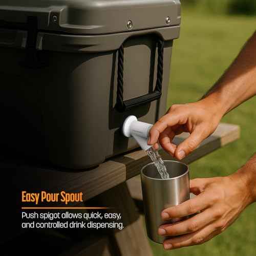Galvanox Spigot Drain Plug Designed for Yeti Tundra Coolers and Tank Bucket Models, Push-Button Water Dispenser with Double Seal Leak-Proof Design (White)