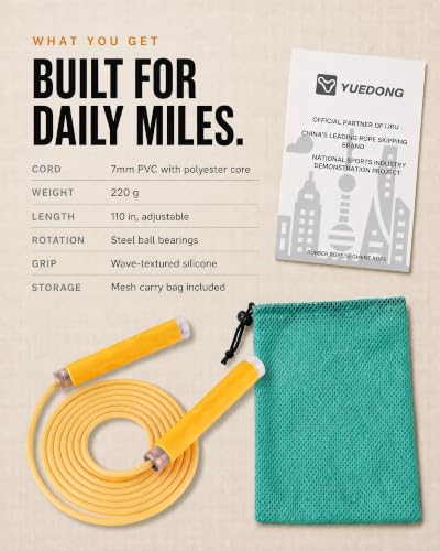 PVC Jump Rope 7mm Thick with Ball Bearings for Cardio & Fitness - Orange / 1