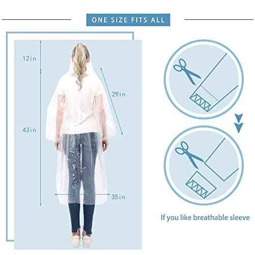 Disposable Rain Ponchos for Adults 10 and 4 Pack Extra Thicker Emergency Ponchos
