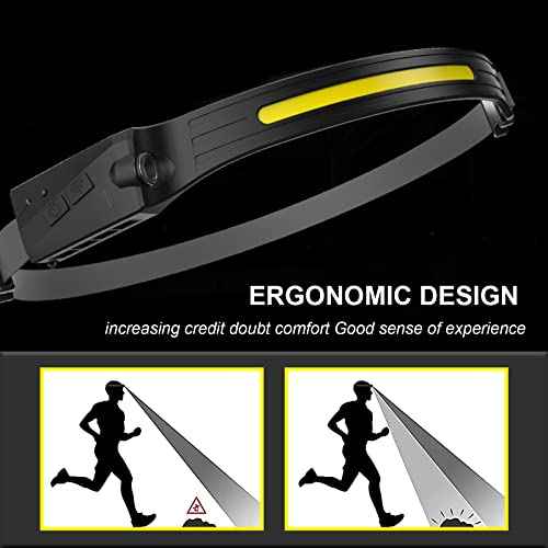 LED Headlamp, 2 Pack Rechargeable Head Lamp Flashlight Motion Sensor, flex pro lightbar 270¡Æ Wide Beam Bright headband, COB XPE Lightweight Waterproof Head Light for Outdoor Running Camping Hiking