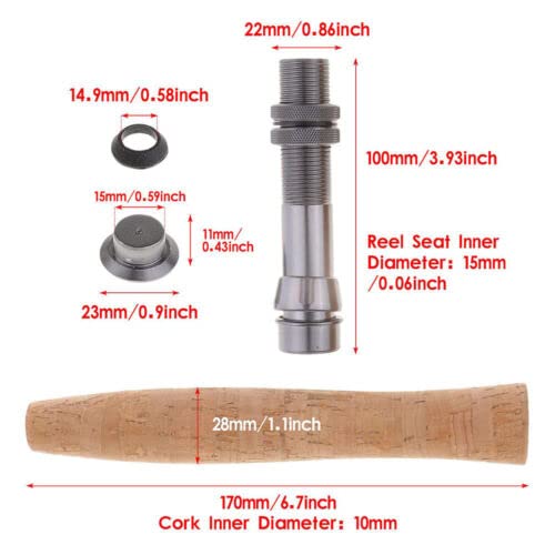 TEAMWILL Fly Fishing Rod Handle Composite Cork Grip Rod Building and Seat Set (Model 1)