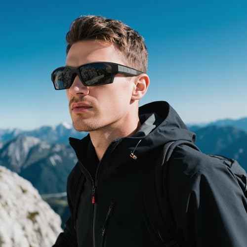 Polarized Sports Sunglasses Men UV400 Protection Wrap Around Lightweight Frame for Cycling Driving Fishing