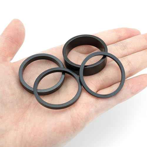 Quacc 6 PCS Headset Spacers 1 1/8" Aluminum Alloy Bike Headset Spacers for MTB BMX Road Bikes 2mm 3mm 5mm 10mm (Black)
